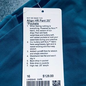 NWT lululemon Align™ High-Rise Pant with Pockets 25" Blue – Sz. 16 – Orig. $128